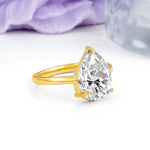 Classic Minimalist 3 Prong Pear Cut Lab Diamond Engagement Ring - Additional view