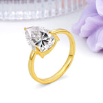 Classic Minimalist 3 Prong Pear Cut Lab Diamond Engagement Ring - Additional view