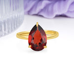 Classic Minimalist 3 Prong Pear Cut Garnet Engagement Ring - Additional view