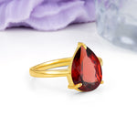 Classic Minimalist 3 Prong Pear Cut Garnet Engagement Ring - Additional view