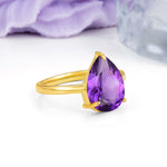 Classic Minimalist 3 Prong Pear Cut Amethyst Engagement Ring - Additional view