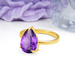Classic Minimalist 3 Prong Pear Cut Amethyst Engagement Ring - Additional view