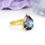 Classic Minimalist 3 Prong Pear Cut Alexandrite Engagement Ring - Additional view