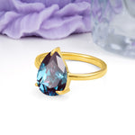 Classic Minimalist 3 Prong Pear Cut Alexandrite Engagement Ring - Additional view