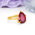 Classic Minimalist 3 Prong Pear Cut Ruby Engagement Ring - Additional view