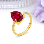 Classic Minimalist 3 Prong Pear Cut Ruby Engagement Ring - Additional view