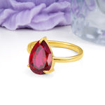Classic Minimalist 3 Prong Pear Cut Ruby Engagement Ring - Additional view