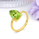 Classic Minimalist 3 Prong Pear Cut Peridot Engagement Ring - Additional view