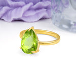 Classic Minimalist 3 Prong Pear Cut Peridot Engagement Ring - Additional view