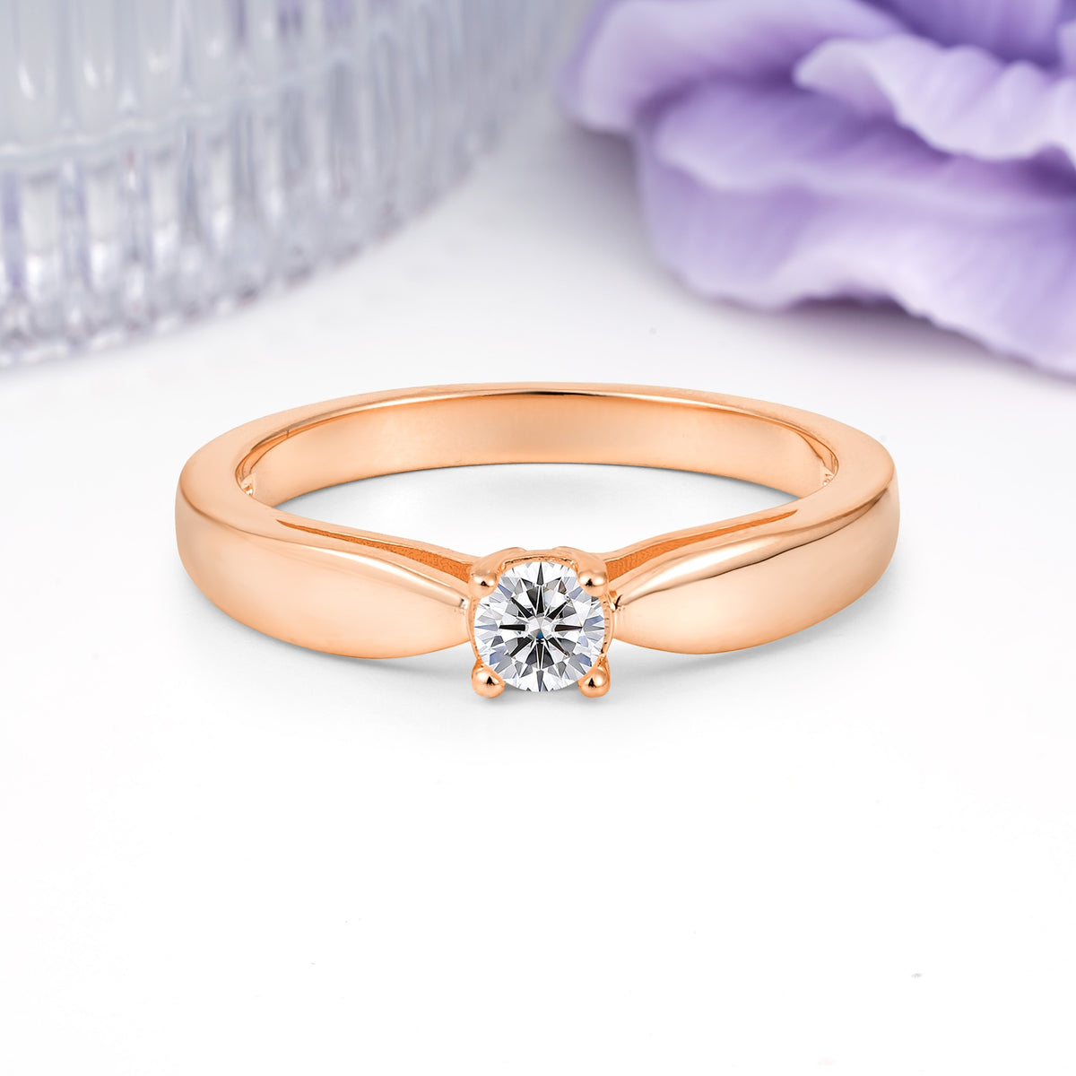 Classic Minimalist 4 Prong Round Cut Lab Diamond Engagement Ring - Additional view