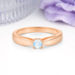 Classic Minimalist 4 Prong Round Cut Moonstone Engagement Ring - Additional view