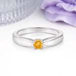 Classic Minimalist 4 Prong Round Cut Citrine Engagement Ring - Additional view
