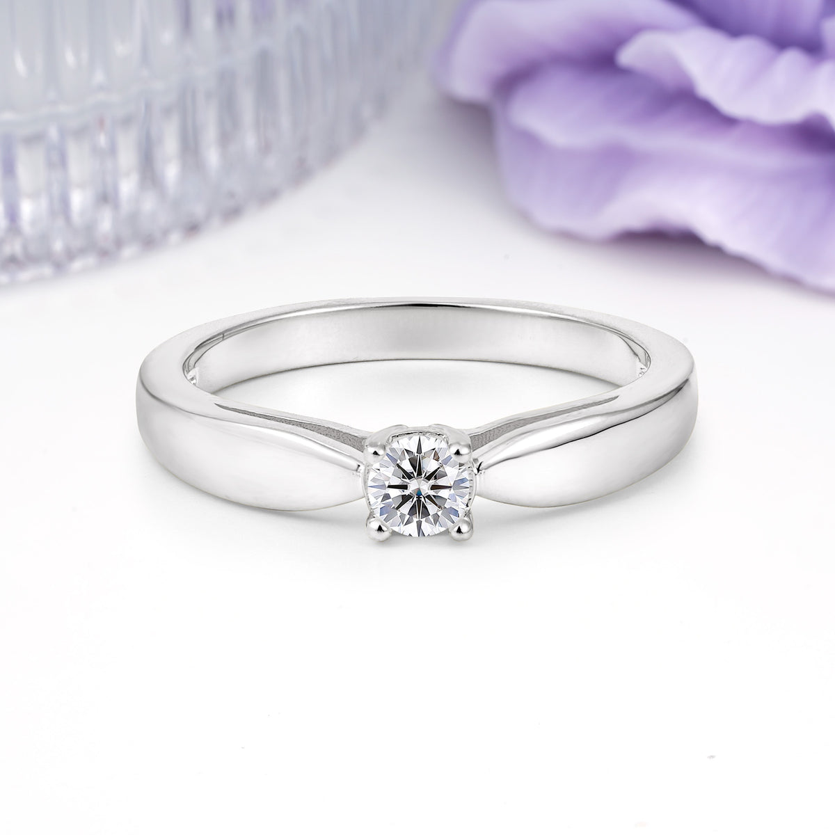Classic Minimalist 4 Prong Round Cut Lab Diamond Engagement Ring - Additional view