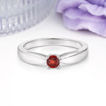Classic Minimalist 4 Prong Round Cut Garnet Engagement Ring - Additional view