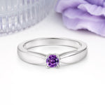 Classic Minimalist 4 Prong Round Cut Amethyst Engagement Ring - Additional view