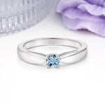 Classic Minimalist 4 Prong Round Cut Aquamarine Engagement Ring - Additional view