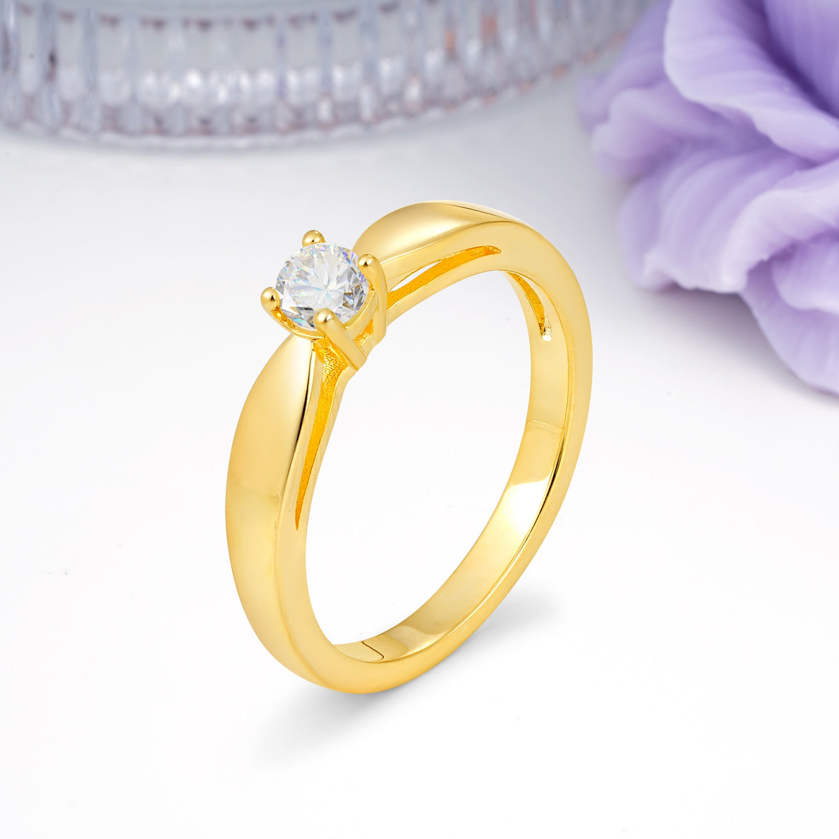 Classic Minimalist 4 Prong Round Cut Moissanite Engagement Ring - Additional view