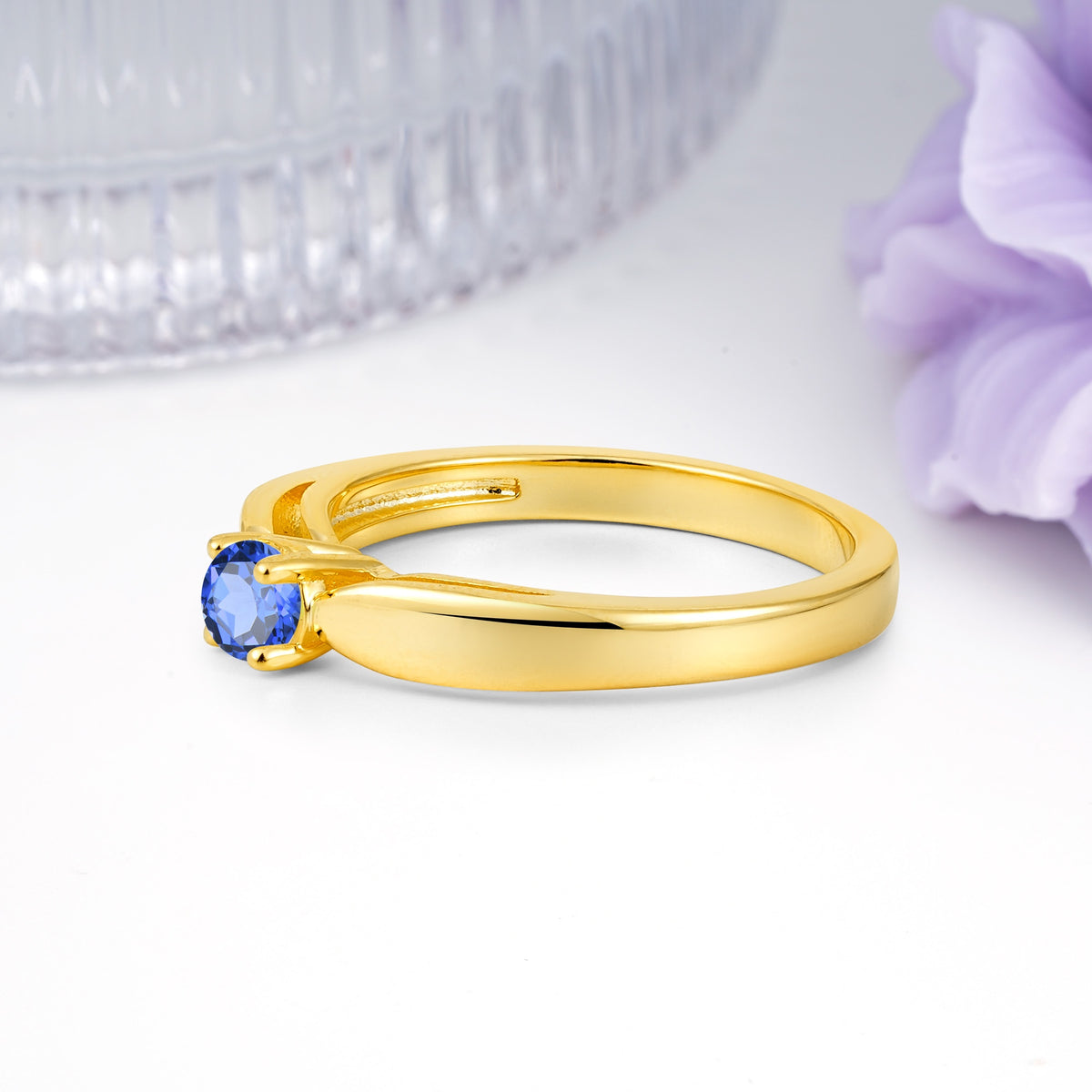 Classic Minimalist 4 Prong Round Cut Sapphire Engagement Ring - Additional view