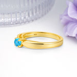Classic Minimalist 4 Prong Round Cut Turquoise Engagement Ring - Additional view