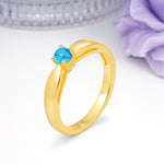 Classic Minimalist 4 Prong Round Cut Turquoise Engagement Ring - Additional view