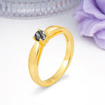 Classic Minimalist 4 Prong Round Cut Black Rutilated Quartz Engagement Ring - Additional view