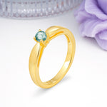 Classic Minimalist 4 Prong Round Cut Moss Agate Engagement Ring - Additional view