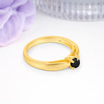 Classic Minimalist 4 Prong Round Cut Black Onyx Engagement Ring - Additional view