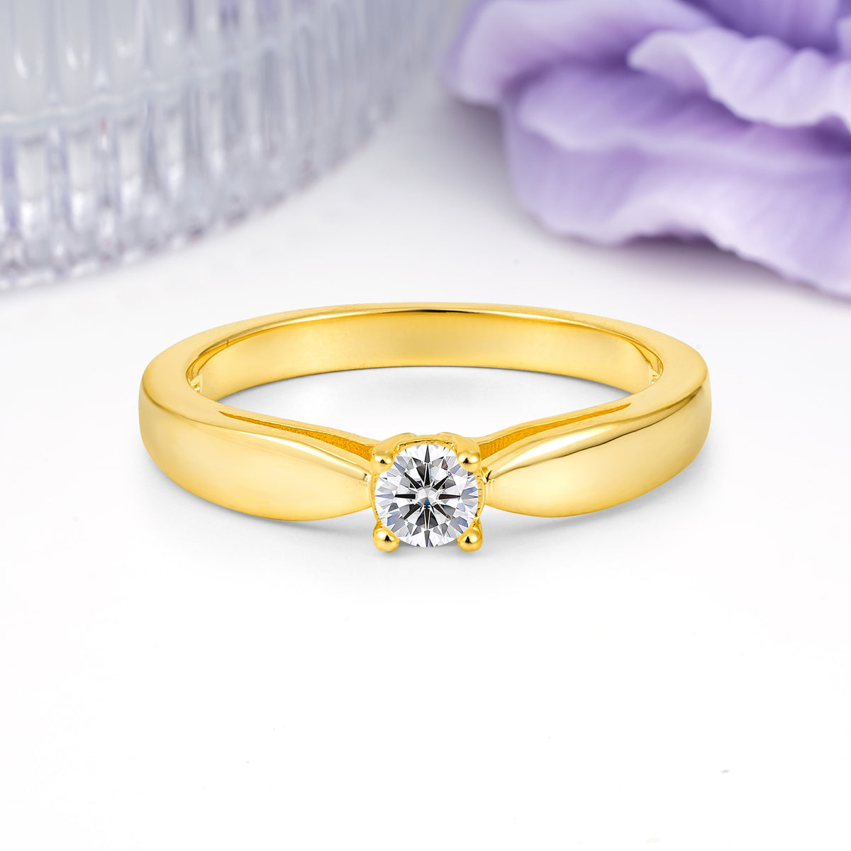 Classic Minimalist 4 Prong Round Cut Lab Diamond Engagement Ring - Additional view