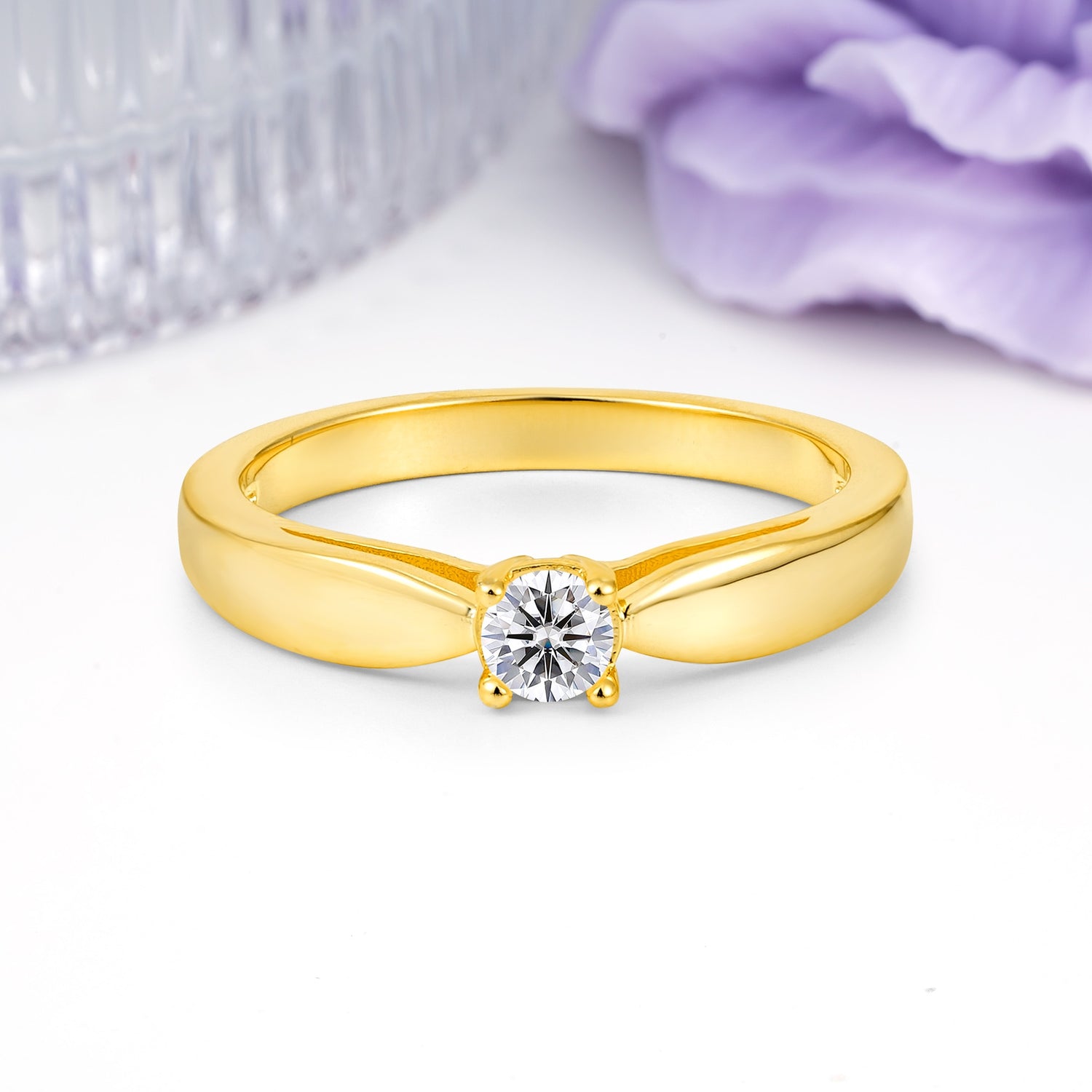 Classic Minimalist 4 Prong Round Cut Lab Diamond Engagement Ring - Additional view