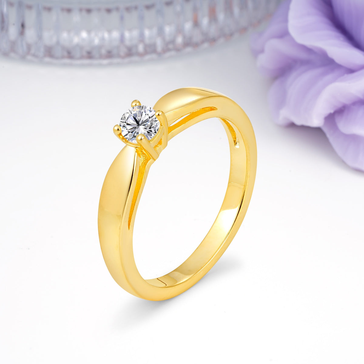 Classic Minimalist 4 Prong Round Cut Lab Diamond Engagement Ring - Additional view