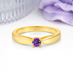 Classic Minimalist 4 Prong Round Cut Amethyst Engagement Ring - Additional view