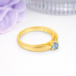 Classic Minimalist 4 Prong Round Cut Aquamarine Engagement Ring - Additional view