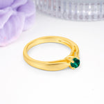 Classic Minimalist 4 Prong Round Cut Emerald Engagement Ring - Additional view