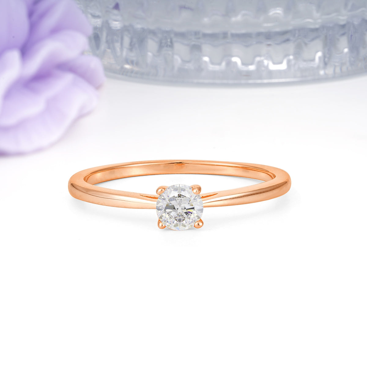 Minimalist Classic 4-Prong Round Cut Moissanite Engagement Ring - Additional view
