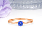 Minimalist Classic 4-Prong Round Cut Sapphire Engagement Ring - Additional view