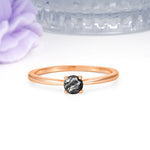 Minimalist Classic 4-Prong Round Cut Black Rutilated Quartz Engagement Ring - Additional view