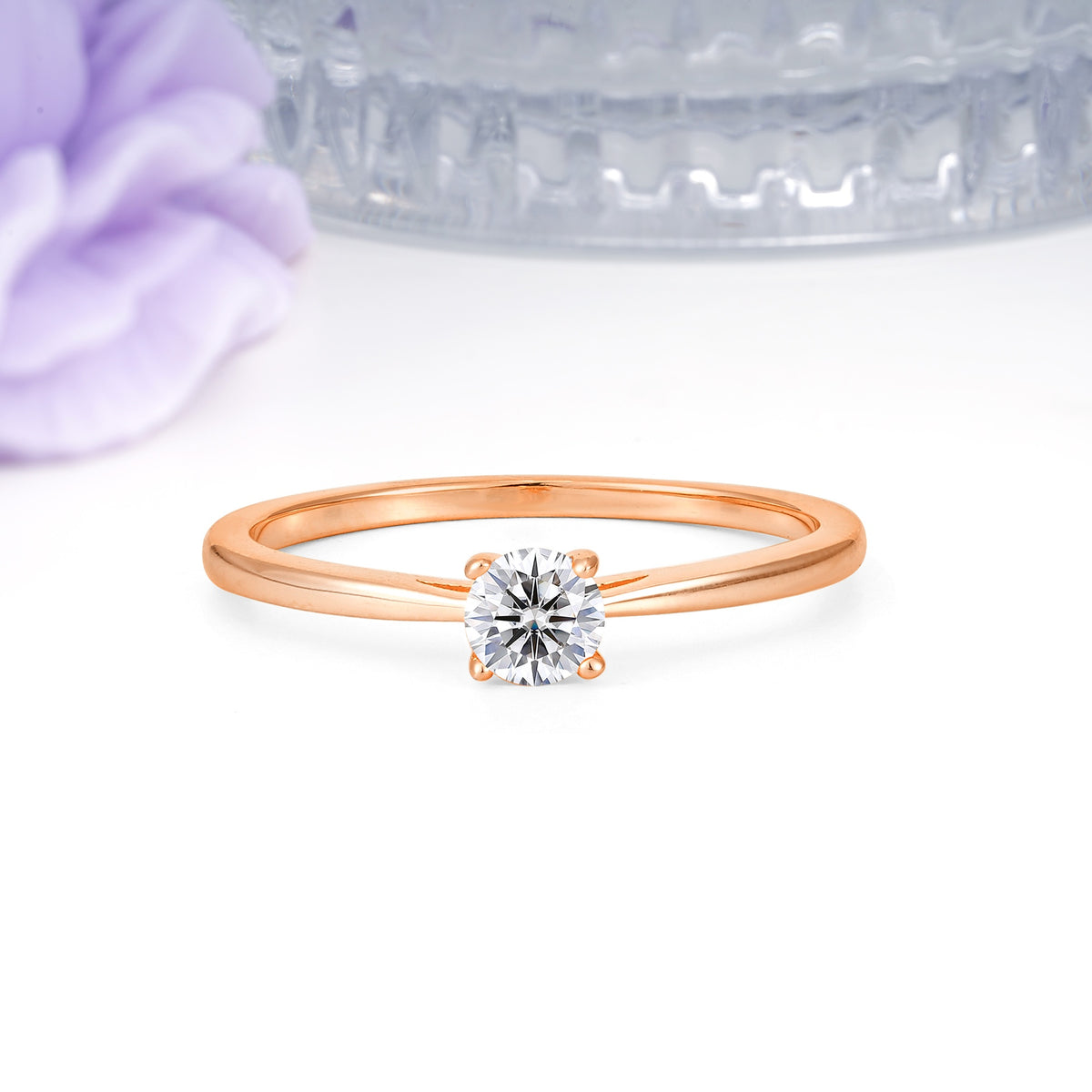Minimalist Classic 4-Prong Round Cut Lab Diamond Engagement Ring - Additional view