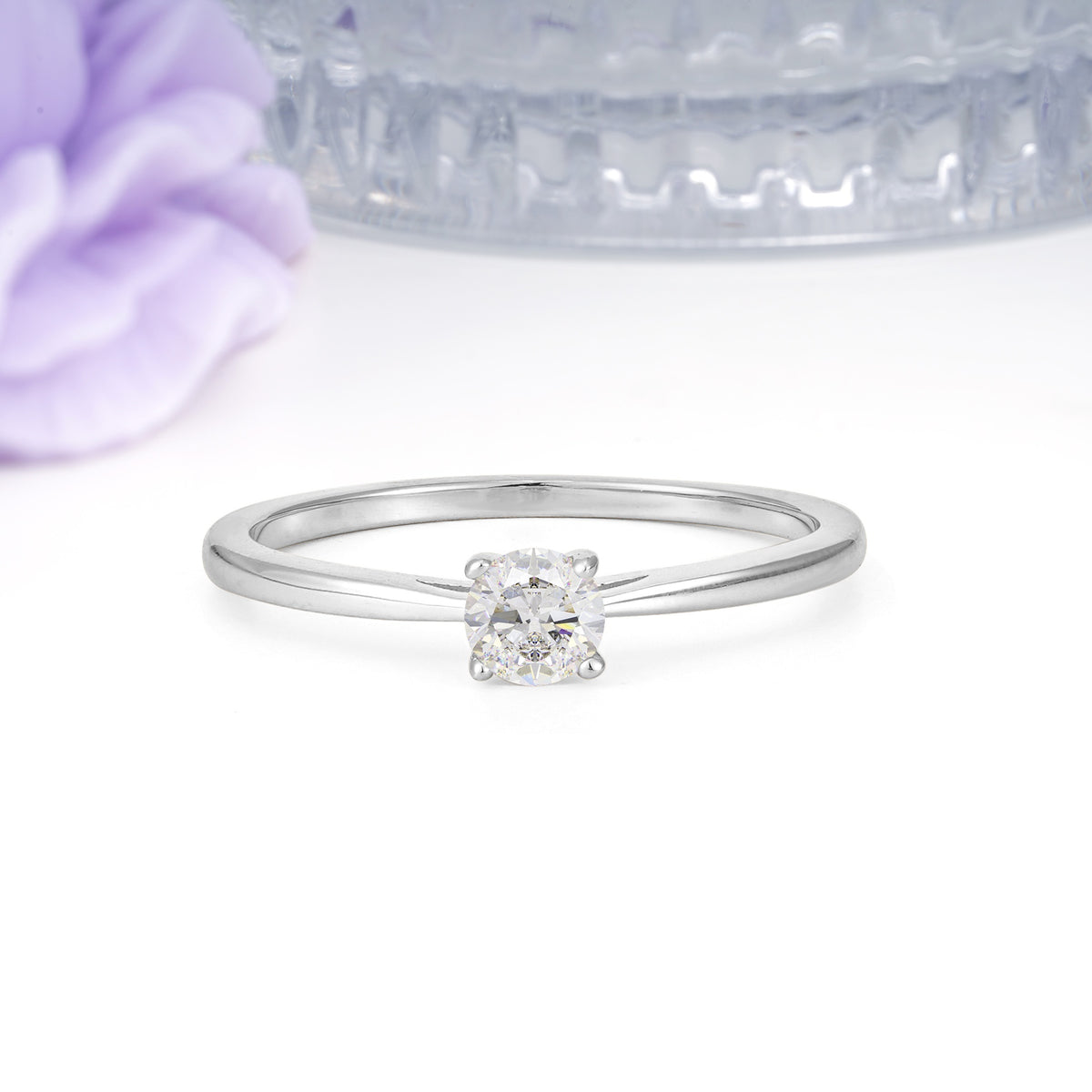 Minimalist Classic 4-Prong Round Cut Moissanite Engagement Ring - Additional view