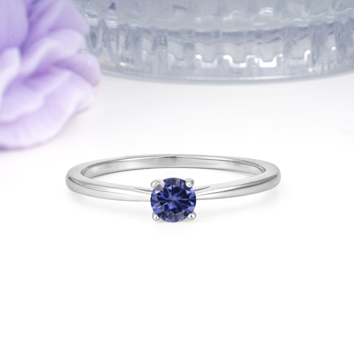 Minimalist Classic 4-Prong Round Cut Tanzanite Engagement Ring - Additional view