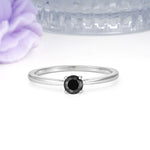 Minimalist Classic 4-Prong Round Cut Black Onyx Engagement Ring - Additional view