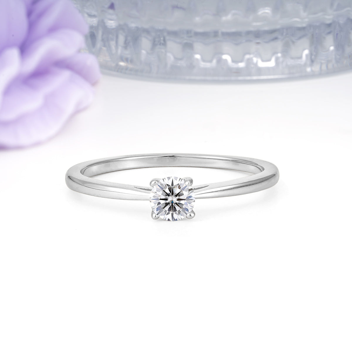 Minimalist Classic 4-Prong Round Cut Lab Diamond Engagement Ring - Additional view