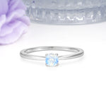 Minimalist Classic 4-Prong Round Cut Moonstone Engagement Ring - Additional view