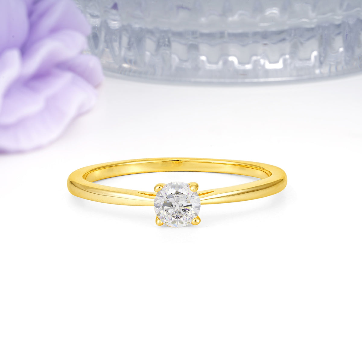 Minimalist Classic 4-Prong Round Cut Moissanite Engagement Ring - Additional view