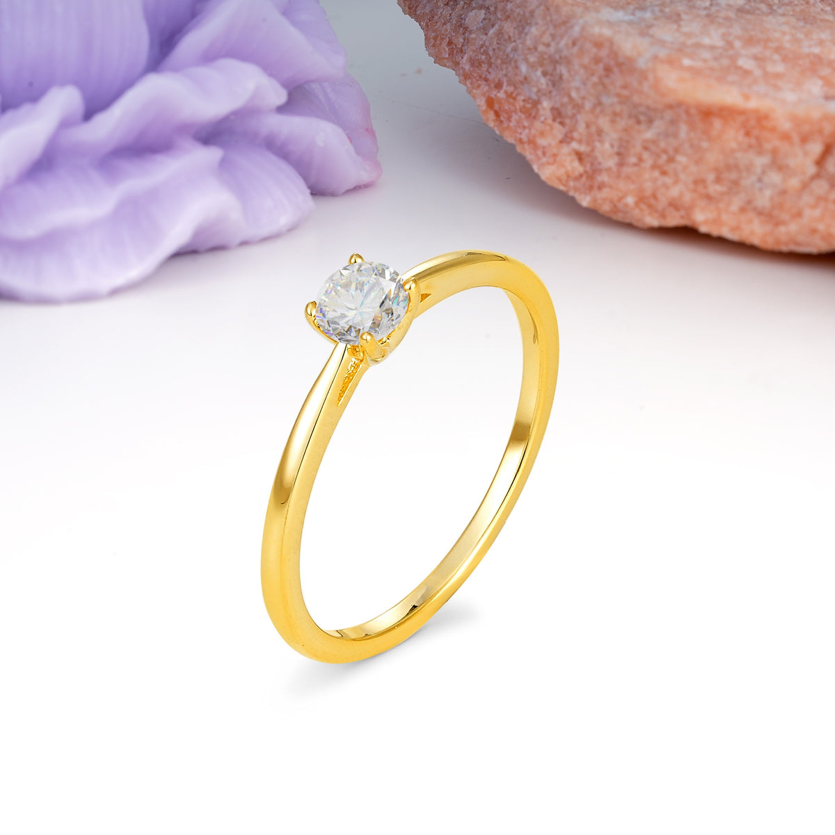 Minimalist Classic 4-Prong Round Cut Moissanite Engagement Ring - Additional view