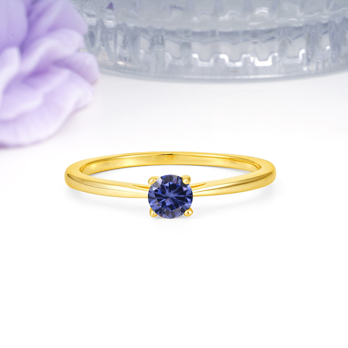 Minimalist Classic 4-Prong Round Cut Tanzanite Engagement Ring - Additional view