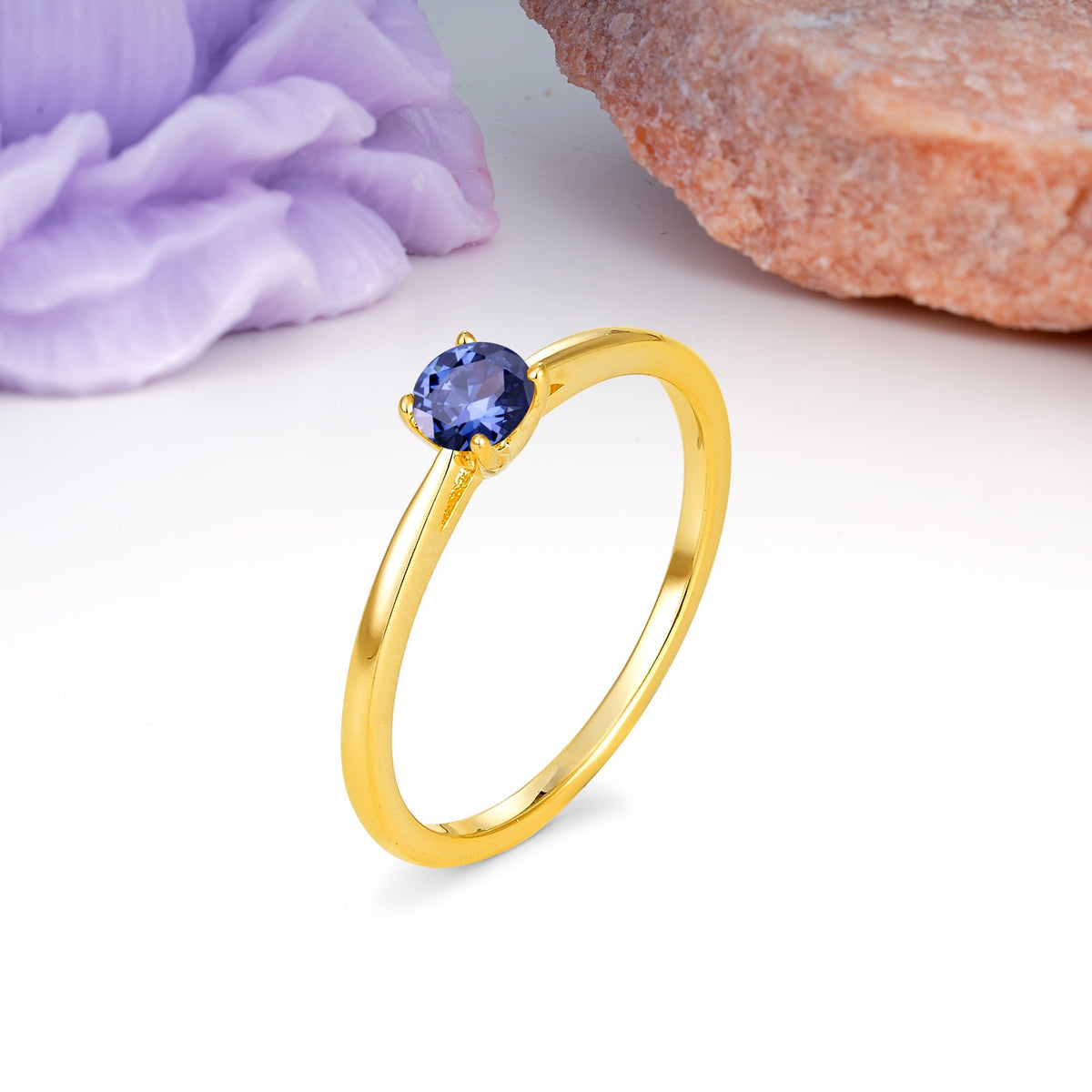 Minimalist Classic 4-Prong Round Cut Tanzanite Engagement Ring - Additional view