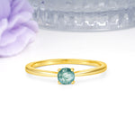 Minimalist Classic 4-Prong Round Cut Moss Agate Engagement Ring - Additional view
