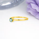 Minimalist Classic 4-Prong Round Cut Moss Agate Engagement Ring - Additional view
