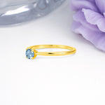 Minimalist Classic 4-Prong Round Cut Aquamarine Engagement Ring - Additional view