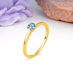 Minimalist Classic 4-Prong Round Cut Aquamarine Engagement Ring - Additional view